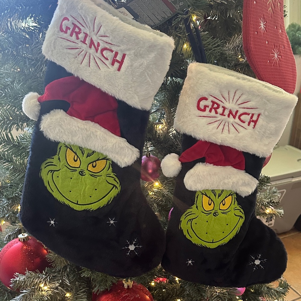 Grinch Christmas 2 Stockings NEW never used